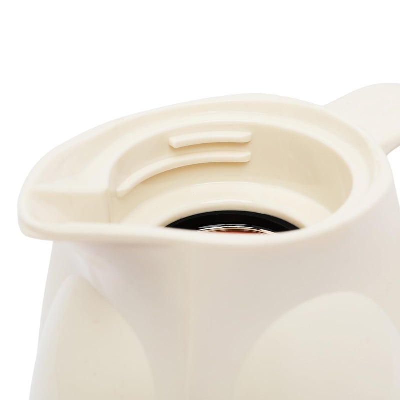 Valk Vacuum Flask with Double Wall Glass, Wide Mouth with Anti-Leakage Cap Double Walled Travel Mug, Beige 300ml - Image 4
